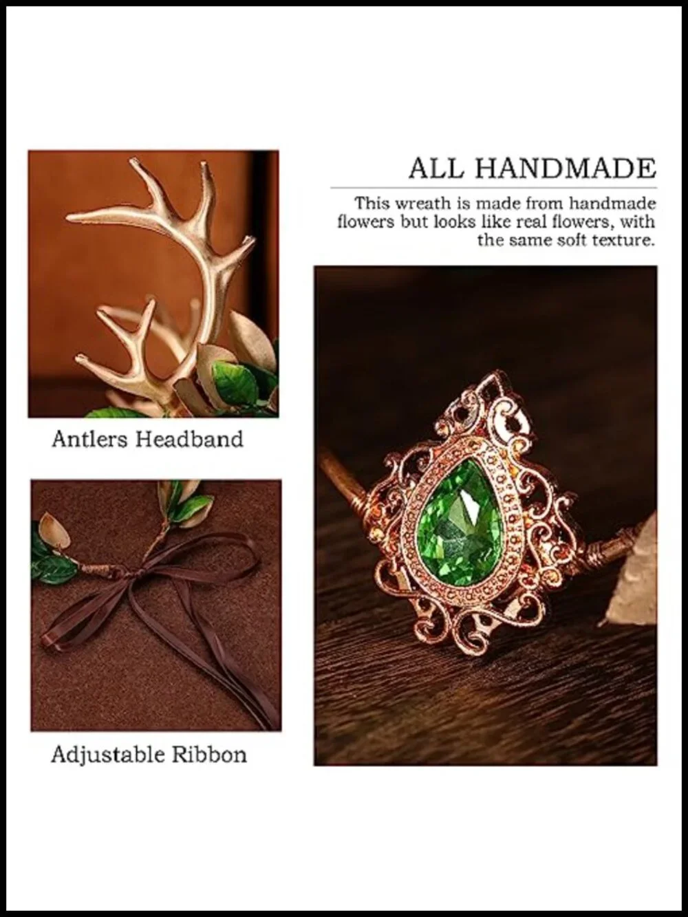 Woodland Fairy Antler Crown Forest Elf Headband Renaissance Costume Headwear